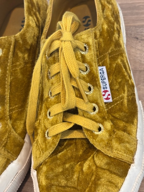 Superga 2750 Crushed Velvet Sneakers – Mustard Yellow – Size 5.5 - Picture 2 of 6